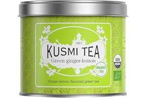 Kusmi Tea - Té Verde Jengibre Limón - 100% Orgánico - Mezcla de Té Verde con Jengibre y Limón - Disfrutar Caliente o con Hielo - Hojas Sueltas - Lata de 100g, para aprox. 50 tazas