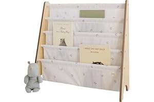 3 Sprouts - Bibliothèque Enfant en Bois - Rangement Livres et Jouets - Étagère Montessori - Myrtille Ivoire