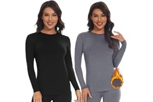 SIMIYA Thermal Tops Womens Round Neck Soft Base Layers Long Sleeve Top Women Thermal Underwear Shirt Warm Wicking