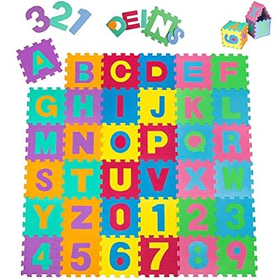 TecTake Tapis de jeu puzzle mousse souple alphabets & chiffres env. 180 x 180 cm