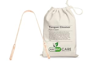 ANCIENT CARE CREATING HEALTHIER LIVES Ancient Care Copper Tongue Scraper with Travel Case, Natural Anti-Microbial Tongue Cleaner Removes Bacteria and Improves Oral Health, Ayurvedic Tongue Scraper, 100% Copper Tongue Cleaner Tool
