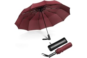 JIGUOOR Parapluies Pliants Femme,résistant au Vent Tempete Voyage Petit Parapluie Compact Automatique Umbrella Home Solide Pour Homme et Femme