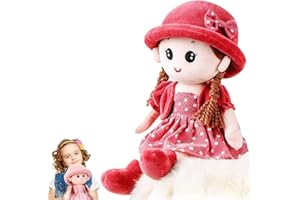INELIHOO Poupée de Chiffon Fille Mignon Jouet en Peluche Bébé Douce Poupée Princesse Chapeau et Vêtements Détachables Bébé Douce Poupées Princesse Cadeau Pour Anniversaire de baptême Pour à Partir de 0 ans +