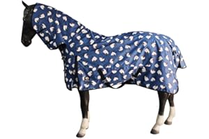 Horse Master Combo Turnout Rug - ‎200g Mediumweight Sheep Print Breathable Waterproof Sheet - 600 Denier Horse Blanket with Full Neck Protection