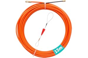 Akuoly Sonda Tiracavi di Nylon 15M, Diametro 4,0mm, Kit di Strumenti per l’installazione di Cavi, con Molla di Guida