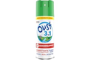 Oust 3 in 1 Spray Disinfettante 400 ml, per Superfici e Tessuti, Uccide il 99,9% dei Batteri, 400 ml