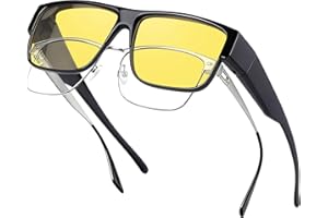Ulknyss Nachtfahrbrille für Brillenträger Autofahrer Herren Damen Überzieh Nachtsichtbrille Gelb Getönte Polarisierte Gläser Nachtbrille zum Autofahren Night Vision Goggles