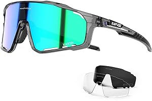 KAPVOE Polarizzati Occhiali da Ciclismo Uomo Occhiali MTB Donna Occhiali Bici da Corsa Con 3 Lenti TR90 Occhiali da Sole Sportivi Anti-UV400 Occhiali Ciclista Mountain Bike Bicicletta Running K76