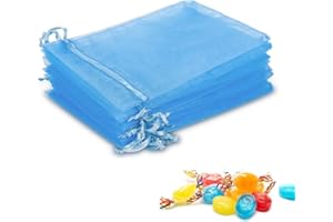 Amdonalo Organzasäckchen 15 * 20cm Große Geschenktüten Adventskalender für Hochzeit Geburtstag Weihnachten Geschenk Süßigkeiten Geschenke mit Schnur Packung mit 20(See Blauer)