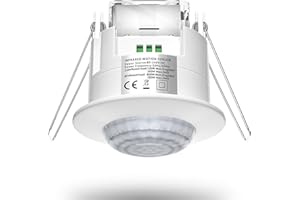 TobeBright Ceiling PIR Sensor Indoor 360 Degree Infrared Ceiling Motion Sensor Light Switch Flush Mounted Recessed Presence Sensor 240V With Adjustable Timer And LUX Control, Max 1200W/300W