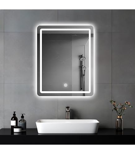 Specchi retroilluminati con Fasce interne LED arredo bagno e casa in diverse dimensioni - design stile minimale (80x60 cm