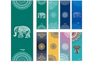 UCOOLY Yoga Towel,Mat Towel with Smart Corner Pockets and Elastic Loop,Non Slip Hot Yoga Towel for Bikram,Pilate,Fitness 24"x72"