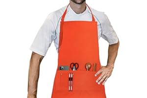 LessMo Tablier, 70 x 85 cm, 100% Tablier de Cuisine en Coton avec Cou réglable Sangle, qualité Professionnelle Tablier BBQ