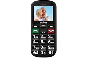 artfone CS181 Telefono Cellulare per Anziani con Tasti Grandi | Funzione SOS | 1.77" Display | Doppia SIM | Chiamata Rapida | Torcia | Radio FM Suono Alto | 1000mAh Batteria | Fotocamera, Noir