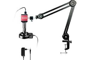RUZIZAO Digitalt mikroskop, 13 MP 1080P HDMI/VGA, industriell digital mikroskopkamera, 150x zoom, C-monteringsobjektiv, hopfällbart stativ, LED-ring, lödmikroskop för reparation