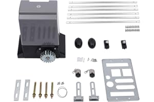 FETCOI 2000KG Motor Puerta Corredera 750W Kit Motores para Puertas Correderas, Kit Motor Puerta Garaje Kit de Jardín con 6x 1M Cremallera, Motor Puerta Xorredera, 2 Control Remoto (2 paquetes)