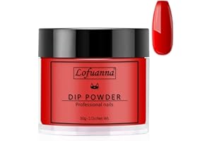 Lofuanna Poudre à Tremper pour Ongles,30g Rouge Dipping Powder Manucure pour Ongles Français Kits,Pas Besoin de Lampe à Ongles pour le Salon ou la Maison (006)