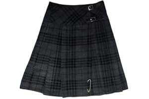 Tartanista Women's 23" - 59cm Black Scottish Wraparound Tartan Midi Kilt Skirt