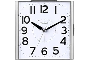 Tinload Analogue Senior Alarm Clock with Night Light, 4.7 Inch Large Dial, Table Clock with Snooze Function, Loud, Rising 3-Level Bell Tone, Battery Operated