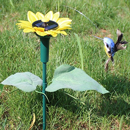 Kungfu Mall Solar Power Künstliche Sonnenblume Kolibri Rotation Flatternde Vogel Garten Dekoration