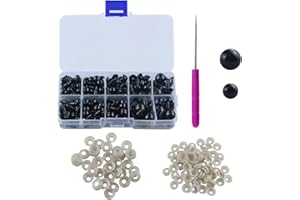 JRSHIRLEYLTD 200 Piezas Ojos Seguridad con Arandelas 6-12mm,Ojos Juguete Plástico Negro,Arandelas Ojos Seguridad,Ojos Seguridad Redondos Muñecas Costura Decoración,para Juguetes Peluche