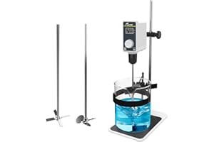 LAB FISH Agitatore a Immersione Overhead Stirrer, Miscelatore da Laboratorio 50W con Pala e Supporto Acciaio Inox, Velocità Regolabile 100-2000 RPM, Timer 1min-24h, per 20L & 20000 mPas