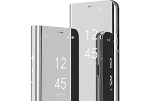 CMTECH HMTECH Huawei Mate 10 Pro Case Clear View Window Electroplate Plating Stand Mirror Flip Ultra Slim Full Body Wallet Kickstand Bookstyle Cover for Huawei Mate 10 Pro,Mirror PU Silver