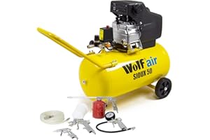 Wolf 50L Air Compressor Sioux 50 Portable 9.6CFM 1875w 2.5HP 116psi 8BAR 230V with 5pc Spray Kit - 2 Years Warranty
