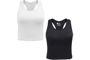 SPORME RUNNING 2/3/4er Damen Sport Tops mit integriertem BH Rippiertes Racerback Tank Top Nahtloser Atmungsaktiver Crop Top Camisole für Fitness, Yoga, Gym & Alltag