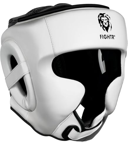 FOX-FIGHT Head Protection with Metal Mesh Front for Face Protection, Genuine Leather with Headgear, Martial Arts Boxing Helmet MMA Boxing Kickboxing & Sparring S/M