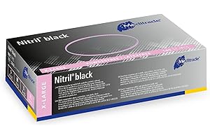 Meditrade Nitril® Black Nitrile Examination Gloves - Powder-Free, Latex-Free, Multi Use Protective Exam Gloves - Size X-Large - Black - 100pcs