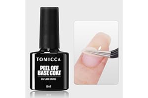 TOMICCA Peel Off Base Coat UV Gel Gel Gel Shellac Base Coat Soak-Off UV / LED Gel Polish, base sfoderabile, gel trasparente per nail art fai da te, 8 ml