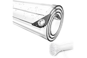 LANBENT Bâche Imperméable Transparente avec Oeillets, Matériau PVC Pliable D'extérieur Étanche, Indéchirable et Coupe-Vent Bâche, pour Couverture Bateau, Terrasse et Plantes de Jardin
