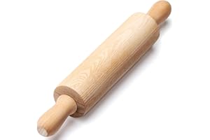PARMEDU Mini Rodillo de Amasar de Madera con Centro Giratorio y Asas de 26 cm para Actividades Creativas y Juegos de Imaginación para Niños, Modelo BK005