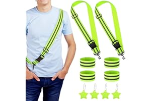 YANSYUN Reflektoren Kleidung Set Beinhaltet 2 Reflektor Gürtel mit Verstellbaren und 4 Reflektorband und 4 Reflektor Anhänger für Kinder & Erwachsene & Hundewandern & Outdoor Sports