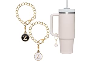SHANFAA 26 Letter Charm Accessories for Stanley Cup 2PCS Initial Name ID Personalized Handle Charm for Stanley Tumbler (Z)