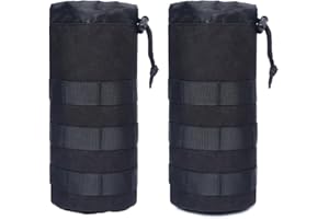VPB 2 Pcs Sac de Bouteille d'eau Molle Tactique,Porte Bouteille Molle en Réglable,Poches de Sac à Dos de Randonnée Militaire pour L'extérieur Marche Camping(Noir)