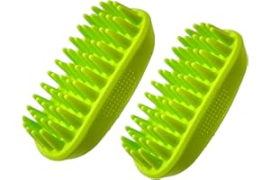 WEIGAV Lot de 2 brosses à shampooing en Silicone pour Chien, Peigne de Massage pour Chien, Brosse de Bain Douce pour Poils Moyens à Longs, Moyens et Grands