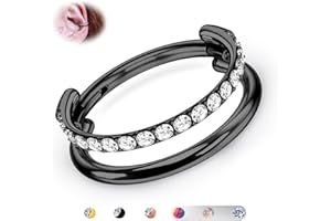 BodyBonita G23 Titane Cartilage Piercing Créoles Clicker 16G CZ Double/Tripler Septum Anneaux Conch Piercing Bijoux Tragus Daith Helix Boucles d'oreilles Anneaux de Nez Créoles pour Femmes 8/10/12mm