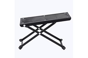 GOODGDN Ajustable Reposapiés Guitarra, Banquillo Reposapiés para Guitarristas Plegable con Acolchado de Goma Antideslizante para Clásica Acústica Banjo Acústica Eléctrico