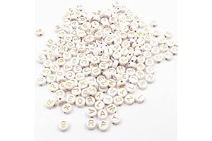 SIOPPKIK 200 cuentas de acrílico de oro blanco de Cheriswelry, 7mm, con forma de letra A-Z, para hacer pulseras
