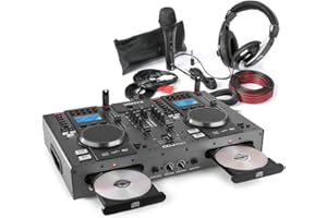 Vonyx PD CDJ450 Beginner DJ Set with DJ CD Mixer, Dual CD Deck, Bluetooth Media Player, USB, Microphone & Headphone – Complete Starter Kit for Aspiring DJs