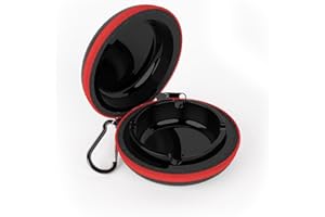 Juspota Cendrier Portable, Cendrier de Poche Anti Odeurs, Fermeture à Glissière Cendriers Fermé de Voyage avec Porte-clés, NoirRouge