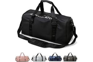 DUNSOO Sports Gym Bag 25L - Travel Duffel Bag for Man and Women with Wet Pocket, Weekend Overnight Hospital Bag with Shoes Compartment for Sports, Gym, Travel and Swim (Black)