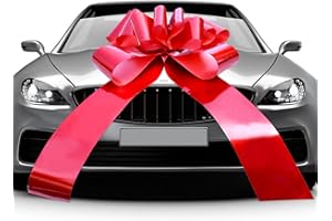 DAKLUNAR Kokarda do samochodu, duża kokarda prezentowa, ogromna kokarda do samochodu, czerwona kokardka, duża kokarda prezentowa, duża kokarda do samochodu, duża kokarda na 18 urodziny