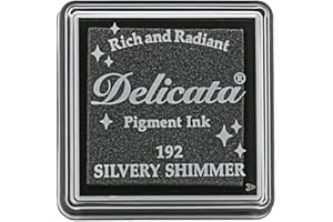 Tsukineko Delicata Plateado Shimmer Mini Almohadilla de Tinta, Color, Acrílico, Talla única