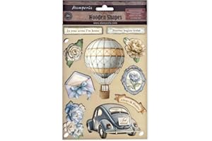 Stamperia - Coloured Wooden Shapes for Scrapbooking, Albums, Card Making, and Bullet Journals, Laser Cut, Printed for Enhanced Detail, Perfect for Hobbies, Crafts and Gifting (Timeless) (A5)