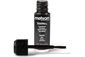 ‎MEHRON Mehron Make-up Tooth FX Black | Temporäre schwarze Zahnlackierung | Ideal für geschwärzte Zähne, faul oder fehlend wirkende Zähne | SFX für Halloween, Cosplay und Theater 4 ml