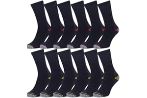 Iron Mountain Workwear Men's Padded Heel Toe Comfortable Heavy Duty Work Socks, 12 Pair Pack, Black, One Size (6-11/EU 39-45)