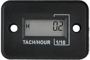 RileyFine RQ-HM012 Digitaler Drehzahlmesser, TOT Stundenaufzeichnung, Echtzeit-Drehzahlanzeige, für ZTR Rasenmäher Traktor Generator Außenborder (black)